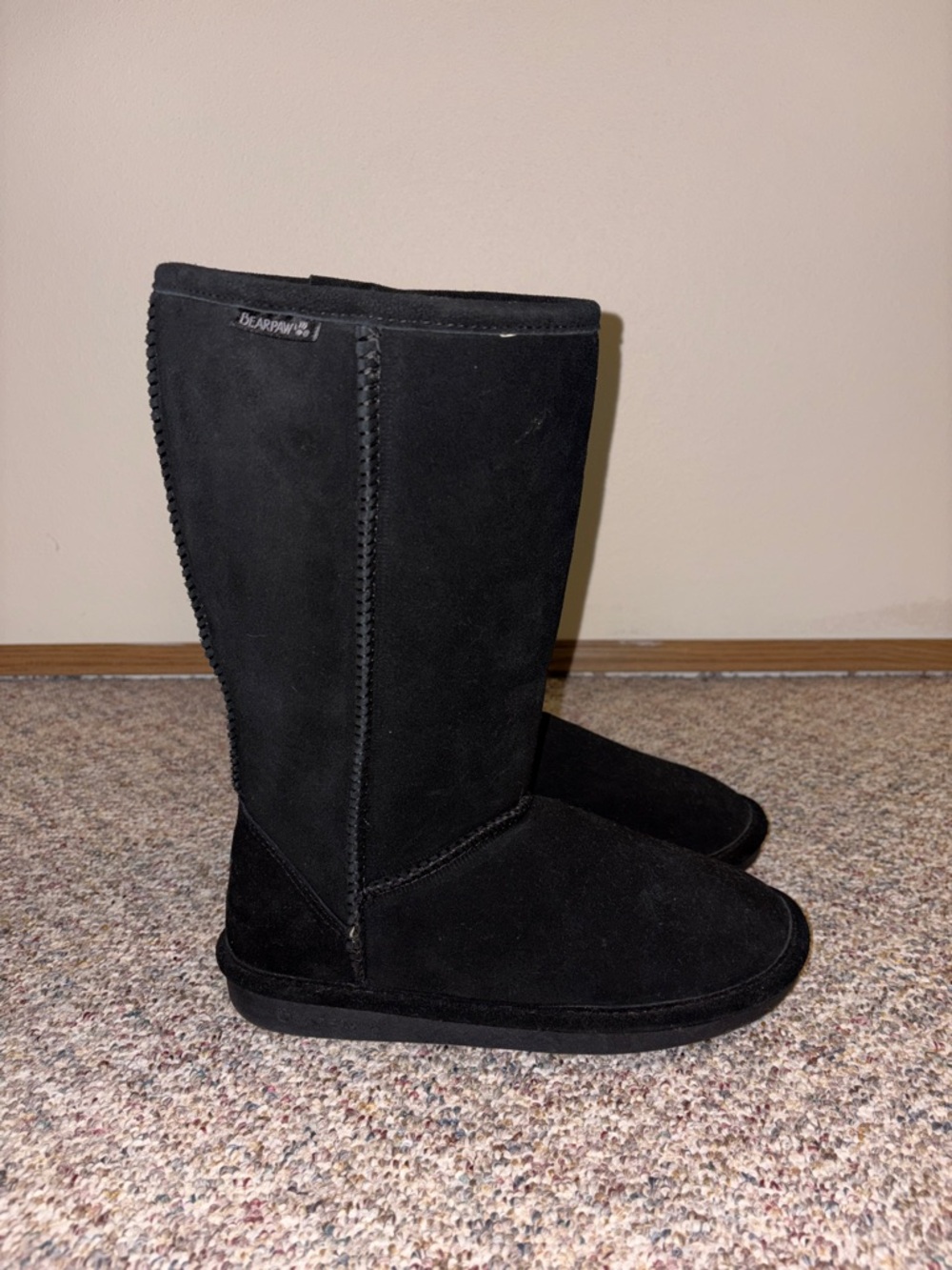 BearPaw Black Suede Mid-Calf Cozy Boots US 9 *NEW WITHOUT TAGS*
